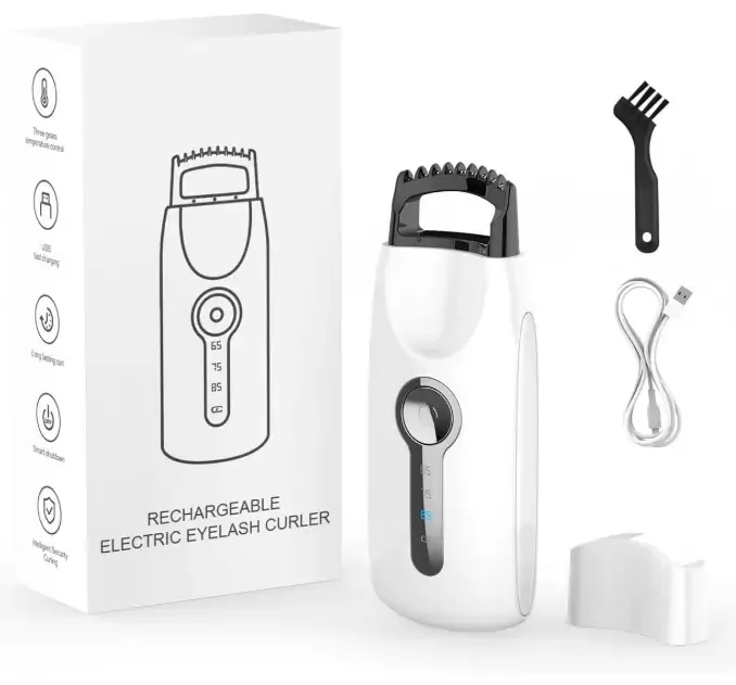 Smiling Shark Heated Eyelash Curlers, 2024 New 5D Push Heated Lash Curler with 3 Temp & 8s Quick Heating Up Tiny/Professional/Frosted Texture and Clear View Easy Curls Every Lash, ES-02